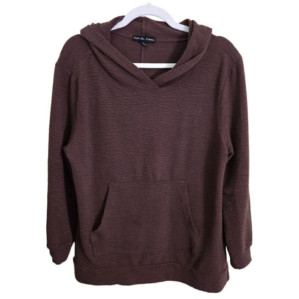 Kim & Cami Brown Textured Hoodie Size S